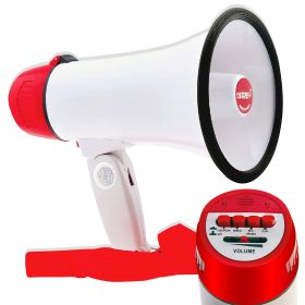 5 Core Megaphone Bullhorn Speaker 30W Bull Horn Battery Power Mini Cheer Megafono 800 Feet Range Loudspeaker W Siren Recording Ergonomic Handle for Co