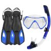 Snorkeling Gear Mask Fin Snorkel Set with Diving Mask Dry Top Snorkel Adjustable Swim Fins for Swimming Snorkeling Travel Diving