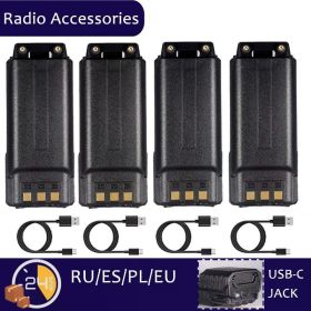 For Walkie Talkie BF-F8HP UV5R UV-5RE BF-F9 5RB 5RL GT-5R Radios Extended UV-5R Battery 3800 MAh USB C Charger Enlarged (Color: 3800-4PCS-4 Type-C)