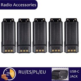 For Walkie Talkie BF-F8HP UV5R UV-5RE BF-F9 5RB 5RL GT-5R Radios Extended UV-5R Battery 3800 MAh USB C Charger Enlarged (Color: 3800mAh-5PCS)