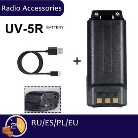 For Walkie Talkie BF-F8HP UV5R UV-5RE BF-F9 5RB 5RL GT-5R Radios Extended UV-5R Battery 3800 MAh USB C Charger Enlarged (Color: 3800-Type-C Cable)