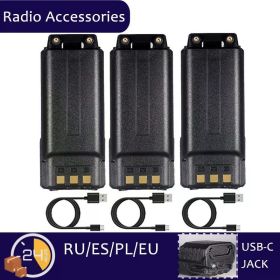 For Walkie Talkie BF-F8HP UV5R UV-5RE BF-F9 5RB 5RL GT-5R Radios Extended UV-5R Battery 3800 MAh USB C Charger Enlarged (Color: 3800-3PCS-3 Type-C)