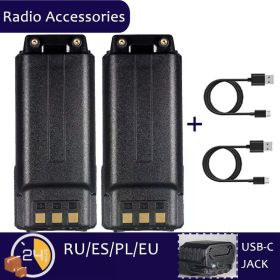 For Walkie Talkie BF-F8HP UV5R UV-5RE BF-F9 5RB 5RL GT-5R Radios Extended UV-5R Battery 3800 MAh USB C Charger Enlarged (Color: 3800-2PCS-2 Type-C)