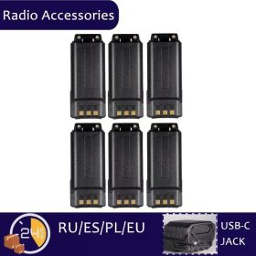 For Walkie Talkie BF-F8HP UV5R UV-5RE BF-F9 5RB 5RL GT-5R Radios Extended UV-5R Battery 3800 MAh USB C Charger Enlarged (Color: 3800mAh-6PCS)