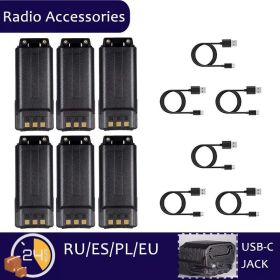 For Walkie Talkie BF-F8HP UV5R UV-5RE BF-F9 5RB 5RL GT-5R Radios Extended UV-5R Battery 3800 MAh USB C Charger Enlarged (Color: 3800-6PCS-6 Type-C)